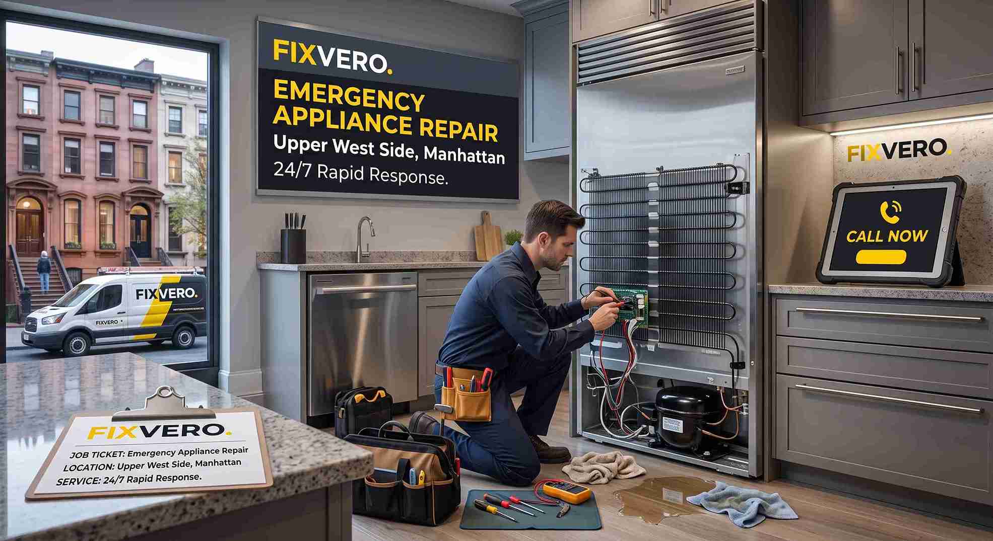 Fixvero Emergency Appliance Repair Technician Servicing Upper West Side Kitchen
